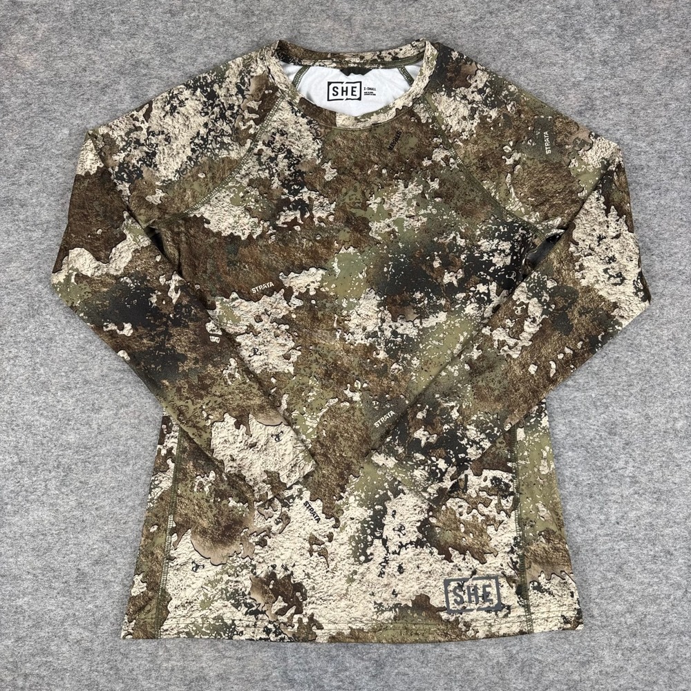 SHE Outdoor Lightweight Performance Long Sleeve Shirt Strata Camo Womens XS